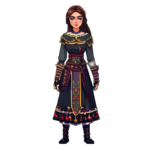 dark fantasy ukrainian woman warior,slavic-ukrainian clothes pixel