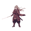 pixel samurai girl from fantasy world elden ring fused with genshin impact pixel