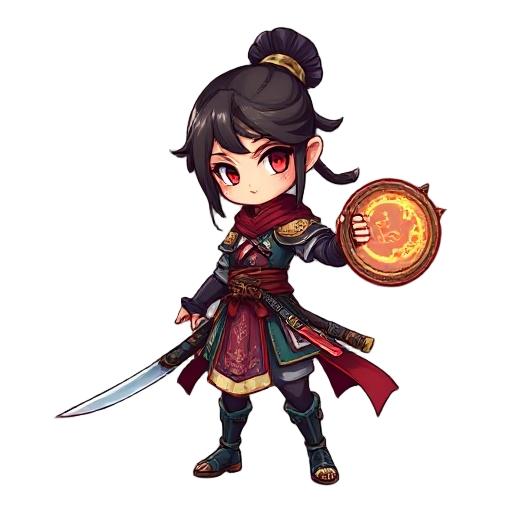 samurai girl from fantasy world elden ring fused with genshin impact pixel