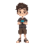 create a boy with something similar to a digivice on his wrist