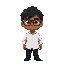 dark hair brown skin with glasses with white shirt and black pant