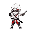 agente blanco con traje táctico, rostro de píldora roja/blanca, gafas oscuras y katana en mano. valiente y ágil, protege el cuerpo humano luchando virus con precisión y estilo ninja.