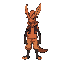 estilo pokemon treinador retro, com uma paleta de cores quentes, usando laranja e vermelho, um cara calvo com capa que deve ter 32 anos e alto