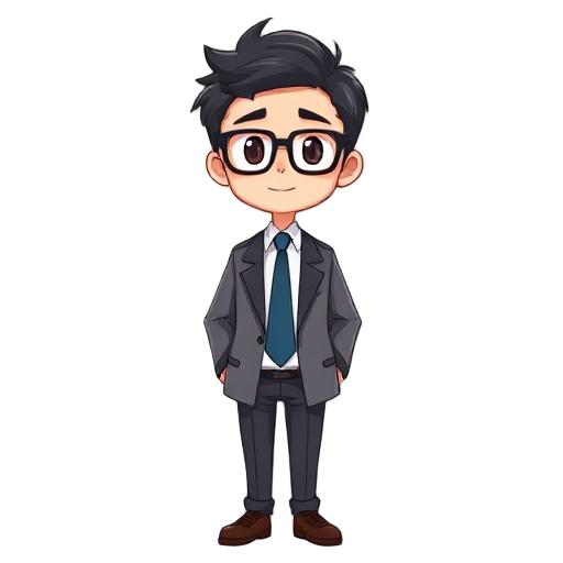 male mature japanese student wears blazer uniform with tie and glasses