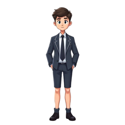 a 17 year old high school student  wears blazer uniform with tie. stylized like persona character