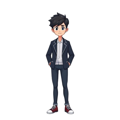 sena the main character for my game. he is a 17 year old high school student and wears blazer uniform. stylize like persona