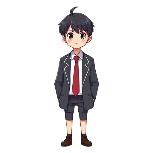 17 year japanese high school student  wears blazer uniform with tie. stylized like persona character