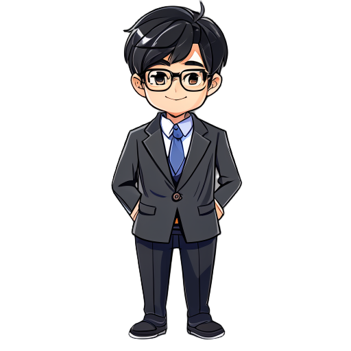 male mature japanese student wears blazer uniform with tie and glasses