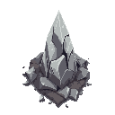 jagged granite spike, sharp, vertical, with cracks and dirt at base, for use as a 2d game asset. transparent background