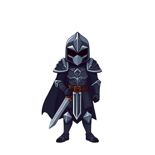 pixep classic dark fantasy knight for pixel mobile game mid detapization normal proportion 