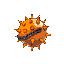 spike ball with chain. orange. burning.