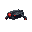hostile sci-fi security drone, dark metallic body with glowing red sensor eye, angular armored plating, small hover thrusters, retro-futuristic industrial design, minimal yet detailed shading. less shading