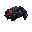 hostile sci-fi security drone, dark metallic body with glowing red sensor eye, angular armored plating, small hover thrusters, retro-futuristic industrial design, minimal yet detailed shading. less shading