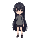 emo girl with black hair and her hair covering her face