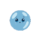 a transparent water bubble with cute eyes and no arms and legs. just the bubble. 