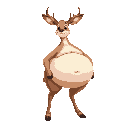 overweight female doe deer with giant stomach and thick thighs 