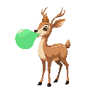 overweight female doe deer with mouth open burping lots of transparent green gas