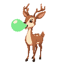 overweight female doe deer with mouth wide open burping lots of transparent green gas