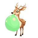 overweight female doe deer with giant belly and mouth wide open burping lots of transparent cloud-like green gas 