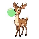 overweight female doe deer with mouth wide open burping lots of transparent green gas