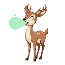 overweight female doe deer with mouth wide open burping lots of transparent cloud-like green gas