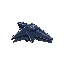 create a 2d sprite of a spaceship for an asteroid-themed arcade game. the sprite should be 64x64 pixels, with a sleek, triangular shape and aerodynamic curves. use a color scheme of dark metallic