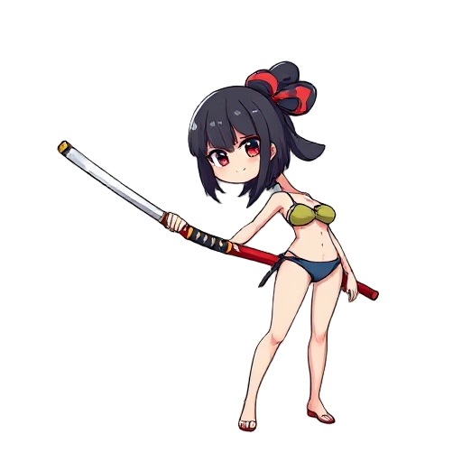 girl, swimsuit, big oppai, bikini, katana