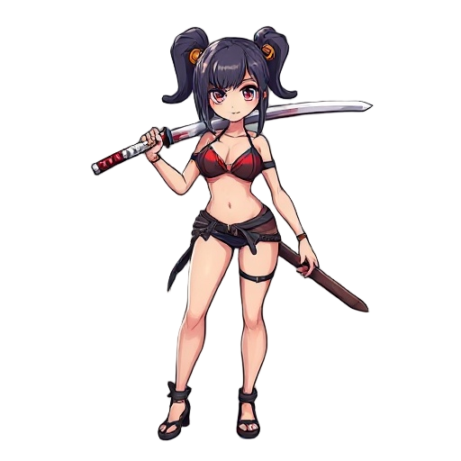 girl, swimsuit, huge сиськи, bikini, katana