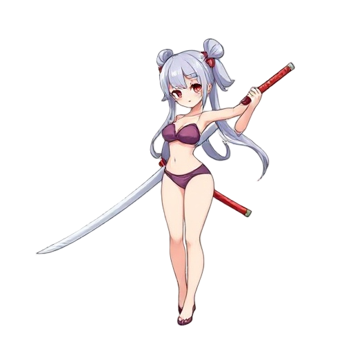 girl, swimsuit, big oppai, bikini, katana