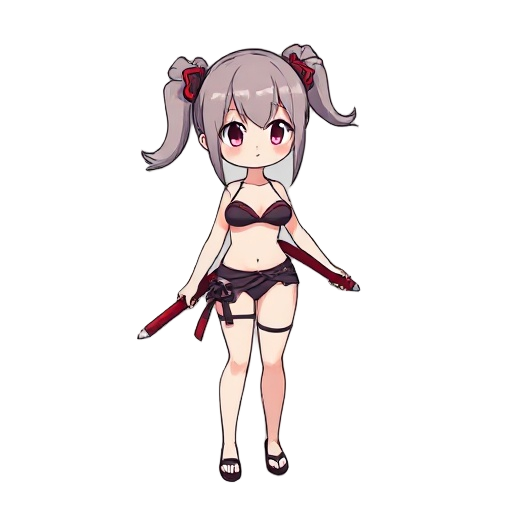 girl, swimsuit, small oppai, bikini, katana