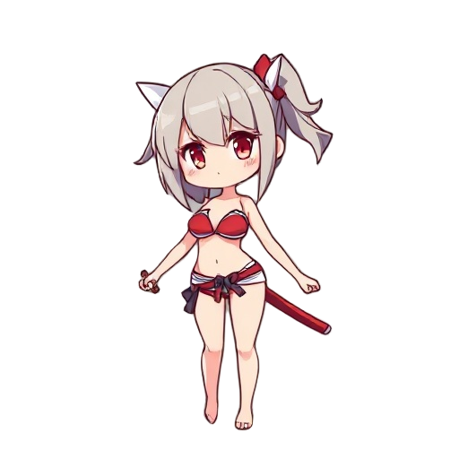 girl, swimsuit, big oppai, bikini, katana