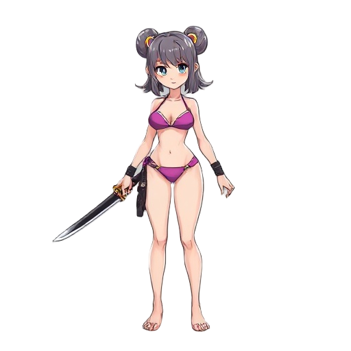 girl, swimsuit, huge сиськи, bikini, katana