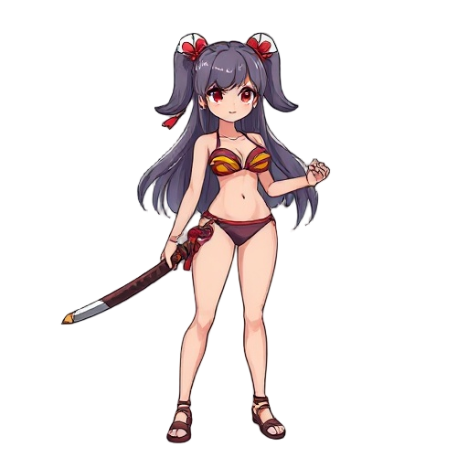 girl, swimsuit, huge сиськи, bikini, katana