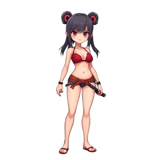 girl, swimsuit, huge сиськи, bikini, katana