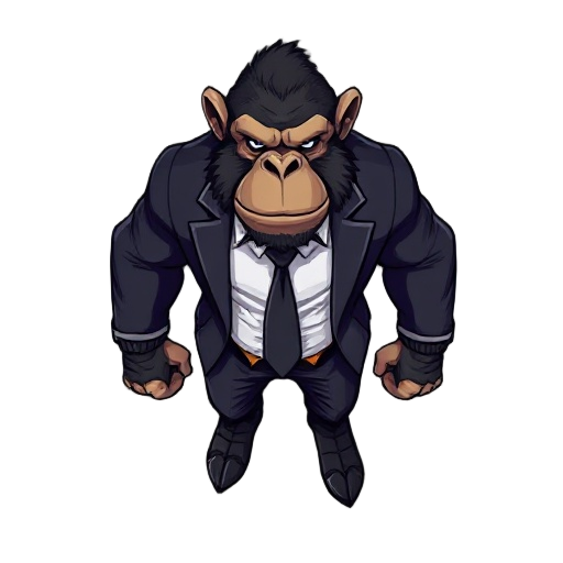 muscular ape assassin wearing suit