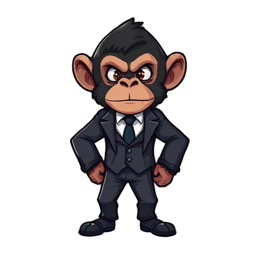 ape assassin wearing suit