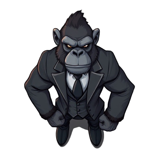 muscular ape assassin wearing suit 