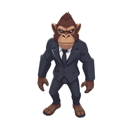 muscular ape assassin wearing suit