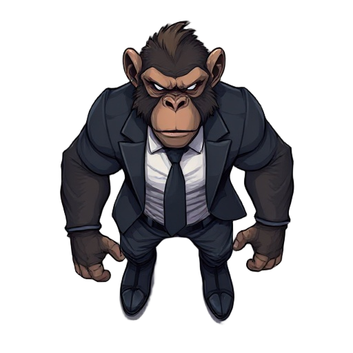 muscular ape assassin wearing suit 