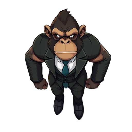 muscular ape assassin wearing suit 