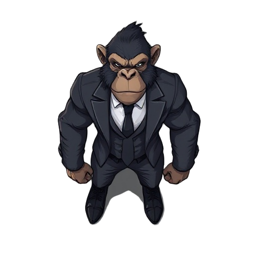 muscular ape assassin wearing suit 