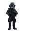 british special forces, gas's mask, dark armour, holster for pistol, sideways view