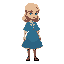 blond girl blue eyes wearing blue dress