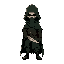 thief rogue with dark green cloak and hood covering face, holding dagger