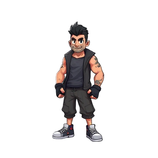 brawler character in street clothes