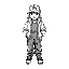 black and white, guy with a cap, puffy jacket, baggy jeans
