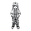 black and white, guy with a cap, puffy jacket, baggy jeans