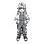 black and white, guy with a cap, puffy jacket, baggy jeans