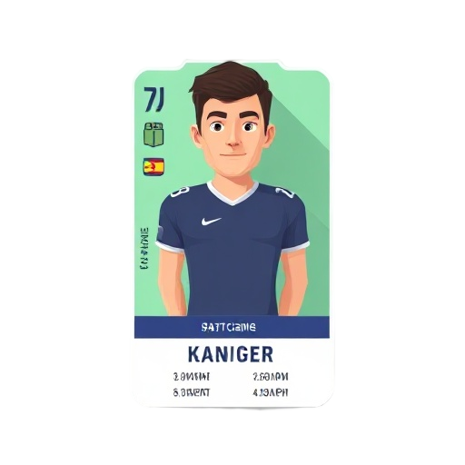 football player card with mannequin-style figure, no face, generic jersey. includes name, position, stats. flat ui style, clean layout, pastel tones, pastel green background.