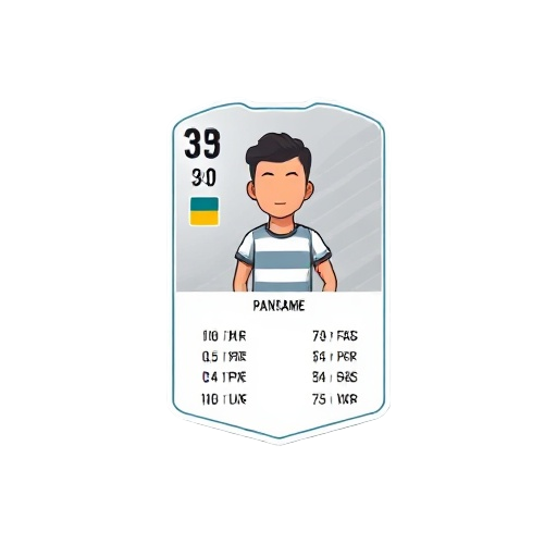 soccer player card with mannequin-style figure, no face, generic jersey. includes name, position, and stats. clean layout, pastel colors, flat ui style.